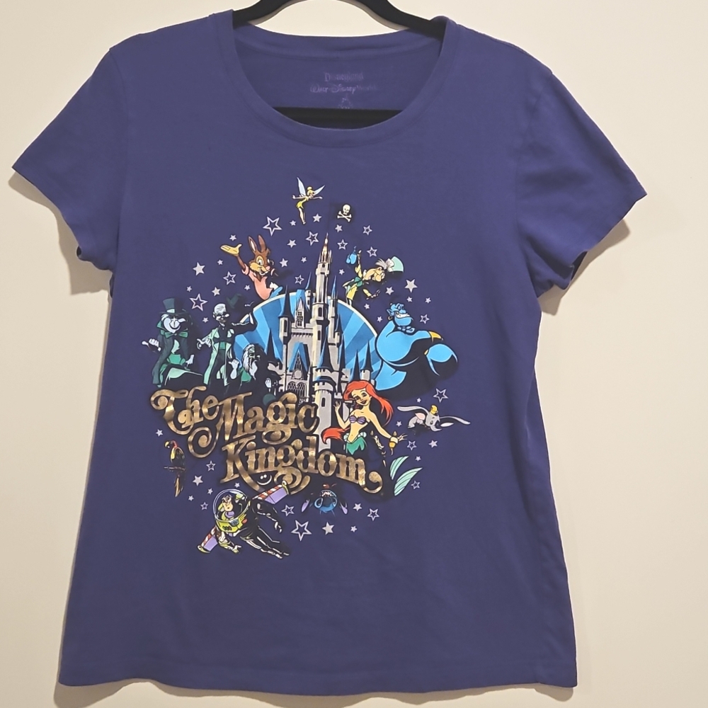 Disney Magic Kingdom Purple Cap Sleeve Graphic tee XXL Girls Women's Medium